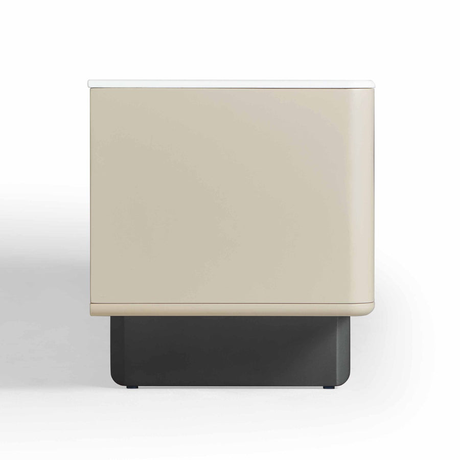 VEYRON Modern Pearl White TV Stand with 3 Drawers