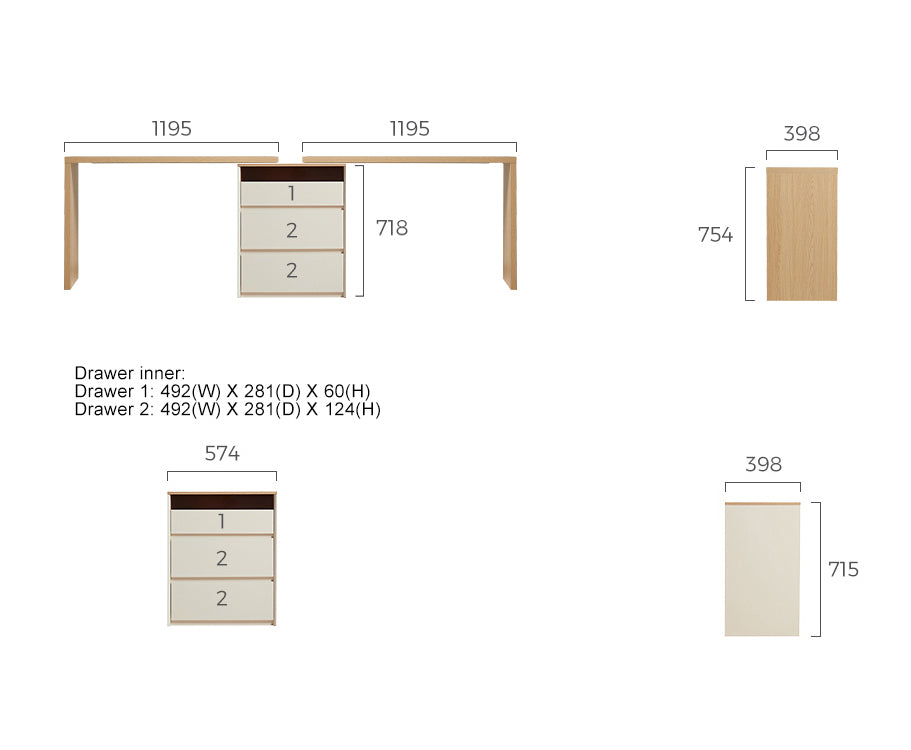 ESTONIA Three Drawer Cabinet and Two Dressing Table