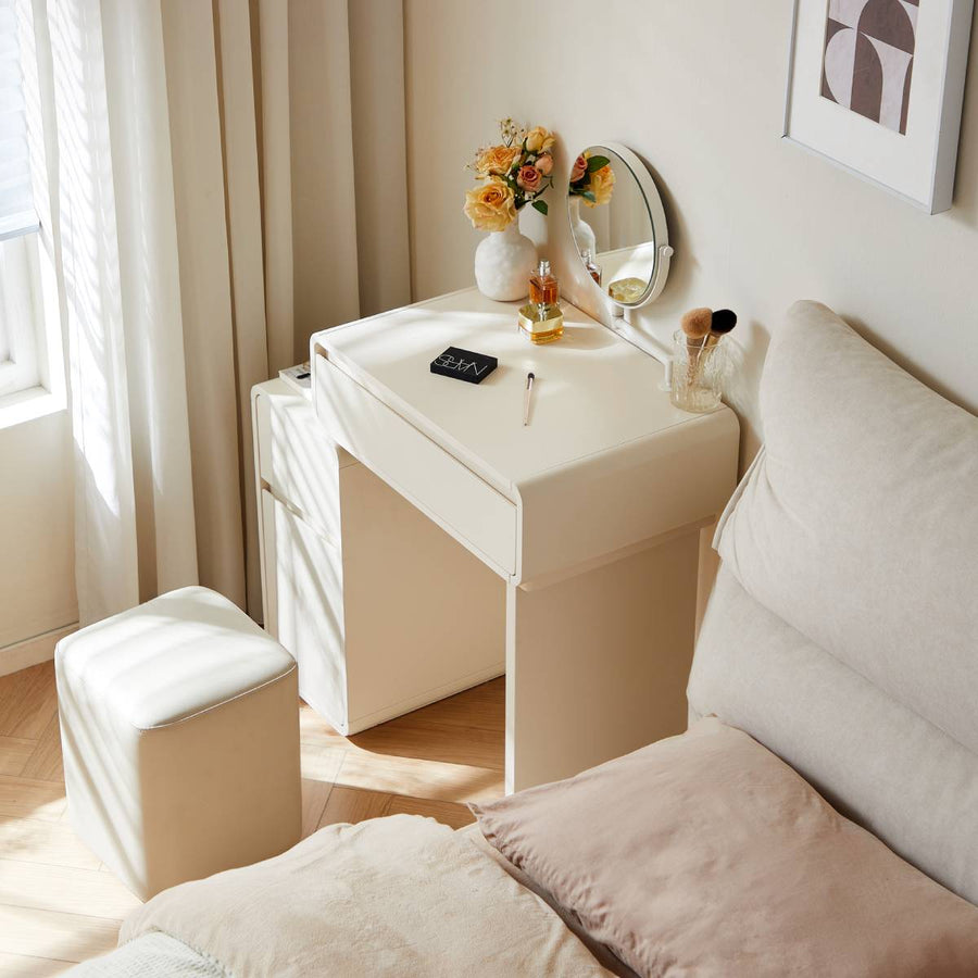 KARTER 80cm White Dresse And Dressing Stool
