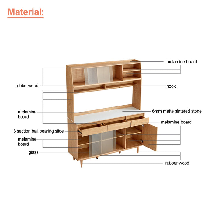 JOSHUA 150cm Wood Color Sideboard Set