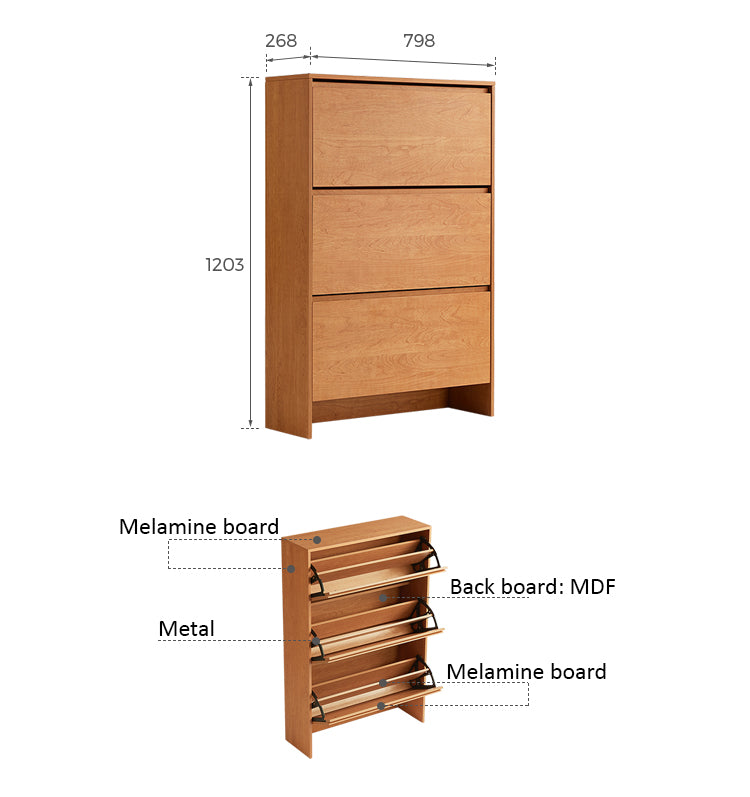 DUSTIN wood color flip top shoe cabinet