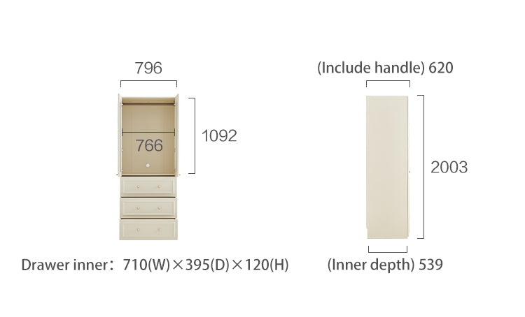 VICHY 200cm Glass Two Door Wardrobe