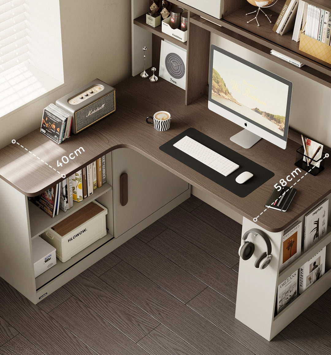 GORDON 140cm Corner Storage Desk with 120cm Counter