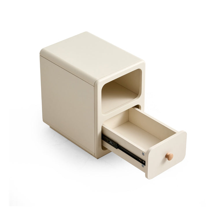 KHALID One Drawer White Narrow Nightstand