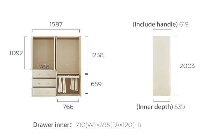 VICHY 200cm Standard Four Door Wardrobe