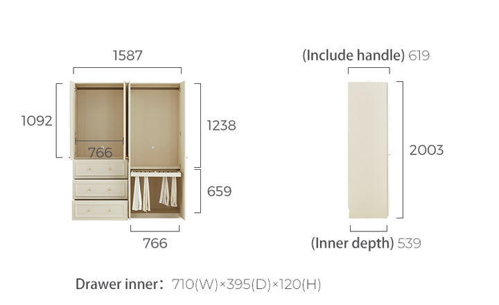 VICHY 200cm Standard Four Door Wardrobe