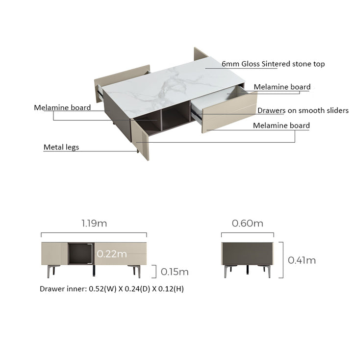 VOLTA sintered stone coffee table