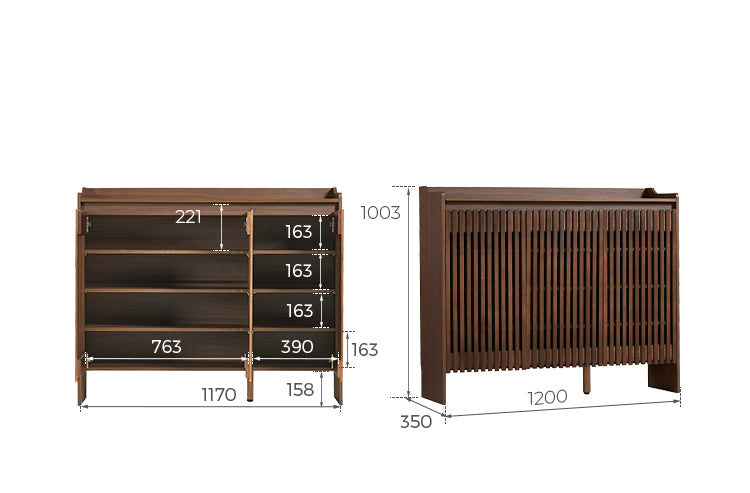 JENSEN Walnut Slatted Shoe Cabinet