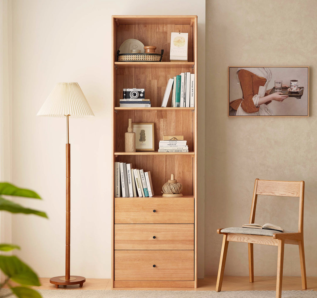 JEANNE 60cm Wood Color Book Shelves with Drawer