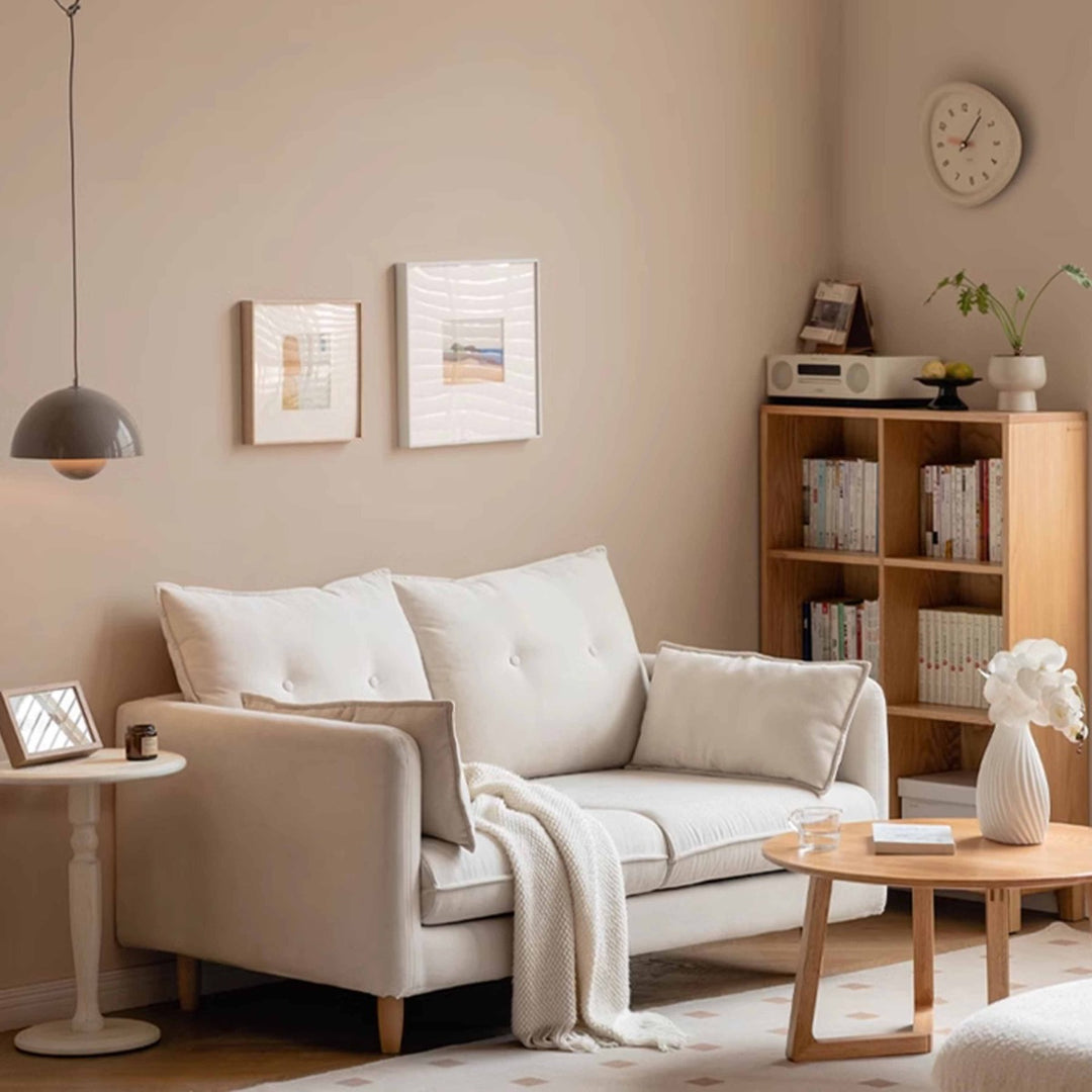 BENEDICT White Fabric Loveseat Sofa