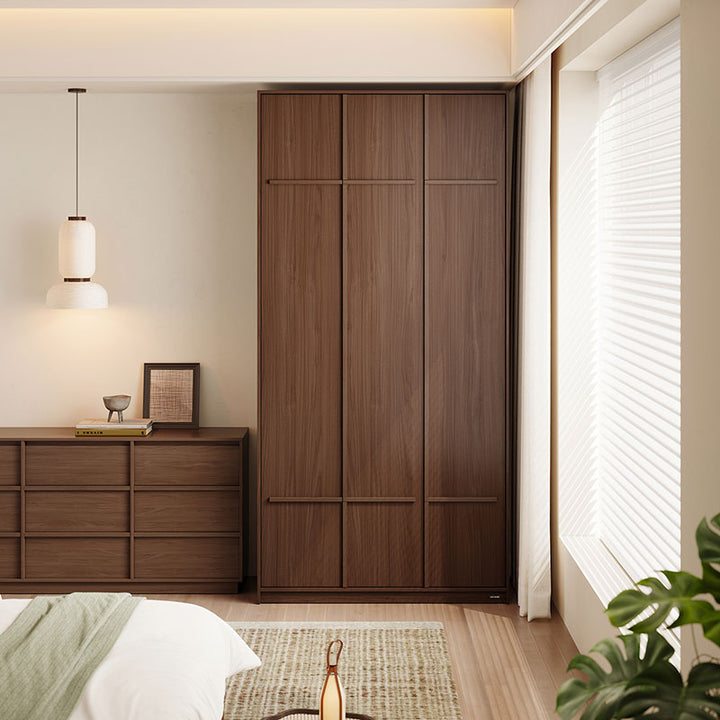 KRISTINA 240cm Three Door Walnut Color Wardobe