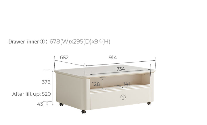 RENLY Nordic Lift-Top Storage Coffee Table