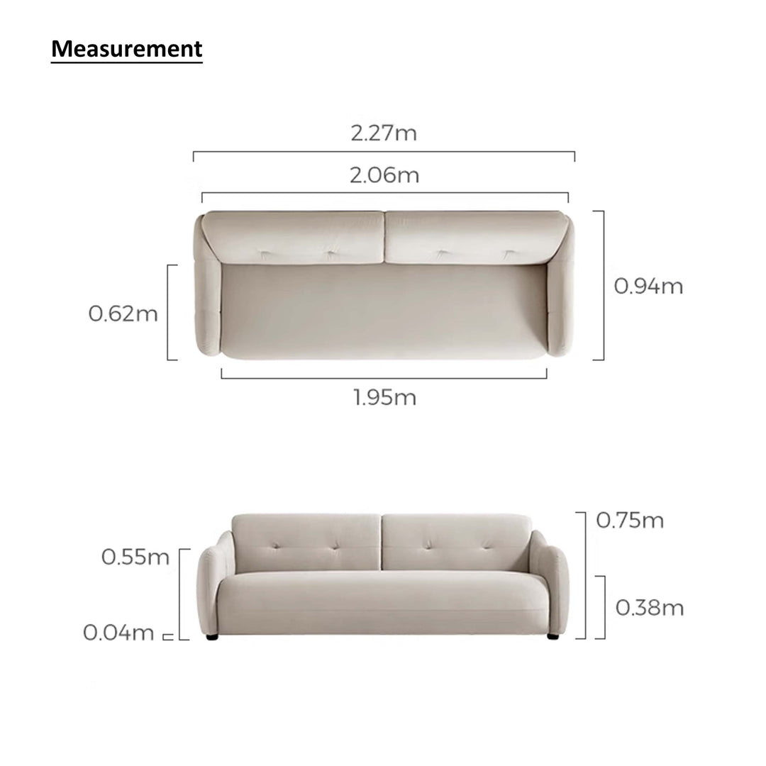 BOSTON 3 Seat Greige Velvet Sofa