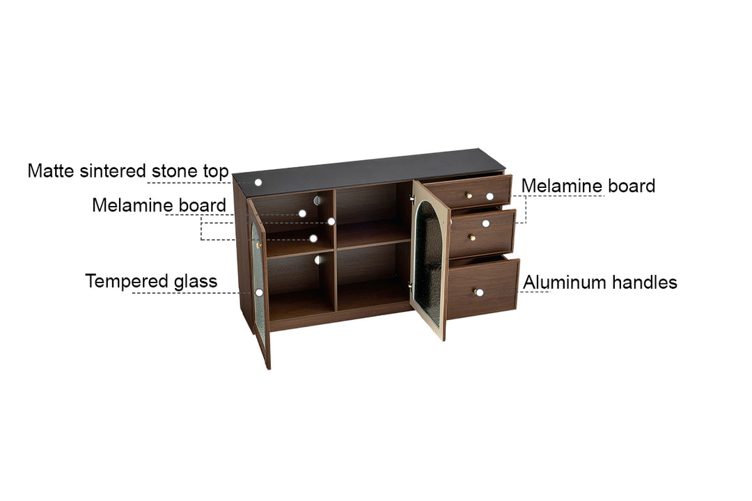 FELTON 160cm Brown And Black Sideboard