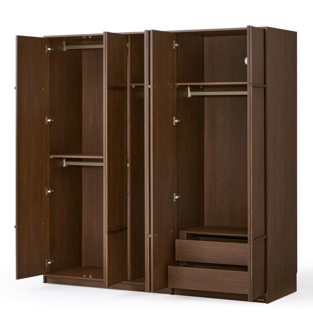 KRISTINA 200cm Five Door Walnut Color Wardobe