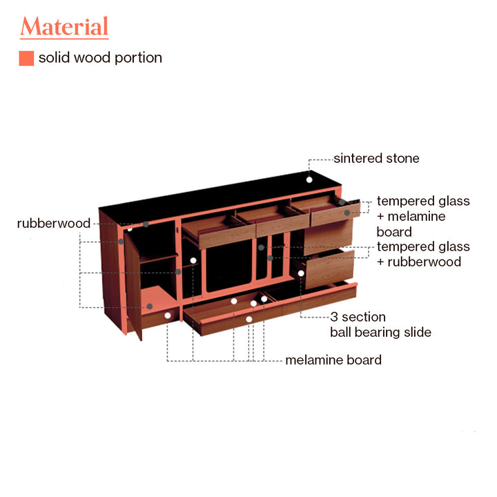 JAZMINE 180cm Low Sideboard