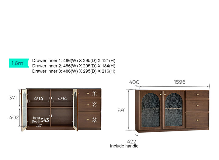 FELTON 160cm Brown And Black Sideboard
