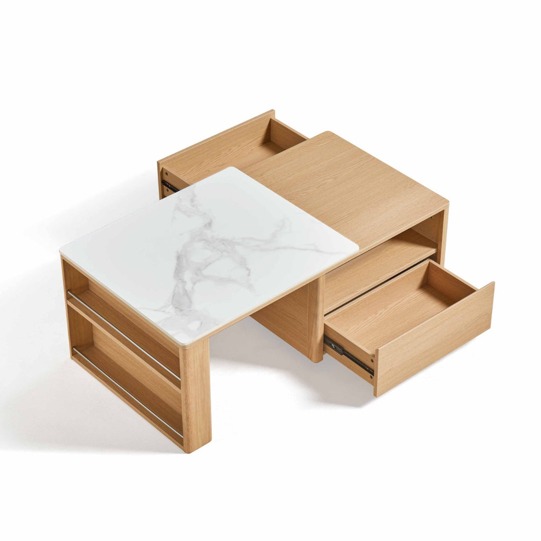 SRILANKA Extendable Wood & Stone Coffee Table