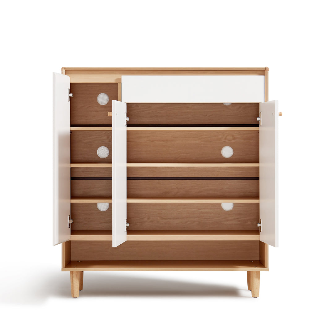 SUDBURY Space-Saving Three-Door Shoe Cabinet