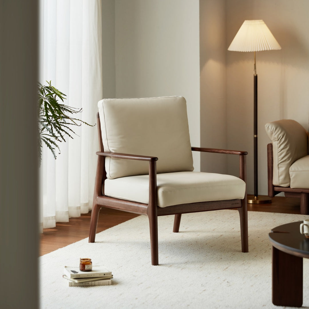 GIULIANO Walnut and White Solid Wood Sofa