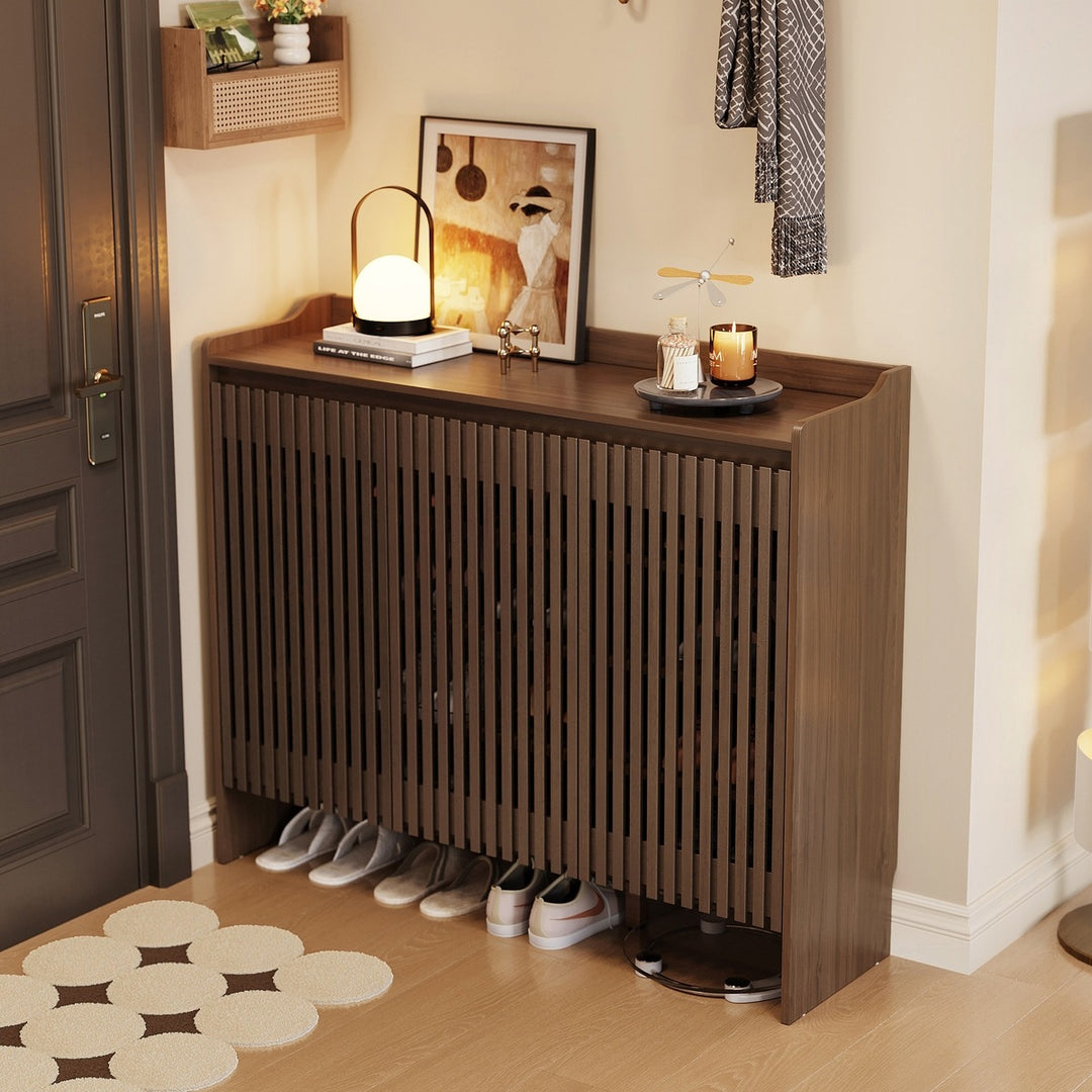 JENSEN Walnut Slatted Shoe Cabinet