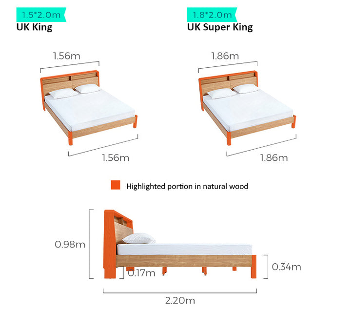JULIOH Natural Oak Storage Bed