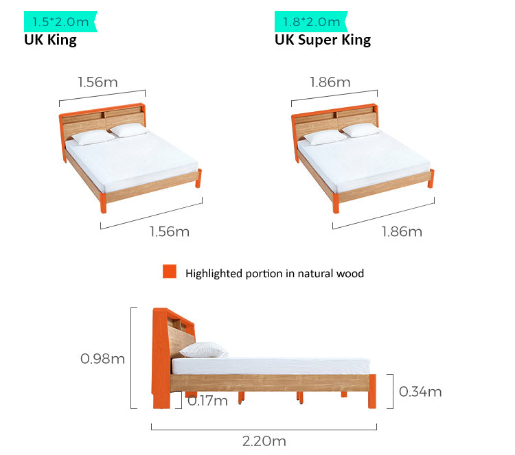 JULIOH Natural Oak Storage Queen Bed