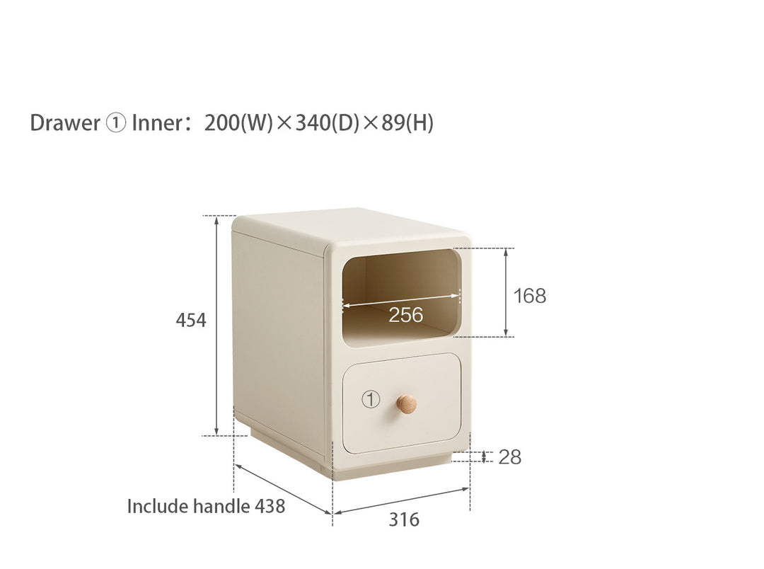 KHALID One Drawer White Narrow Nightstand