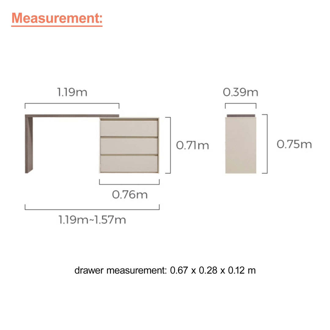 TYNE Chest Of 3 Drawers Dressing Table
