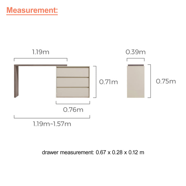 TYNE Chest Of 3 Drawers Dressing Table
