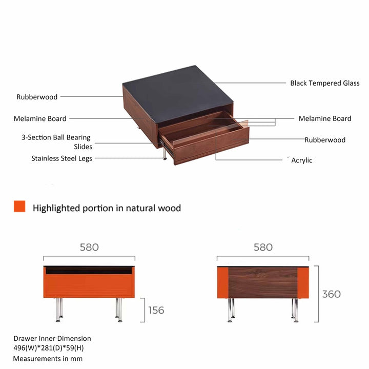 PERLIS Movable Walnut Coffee Table