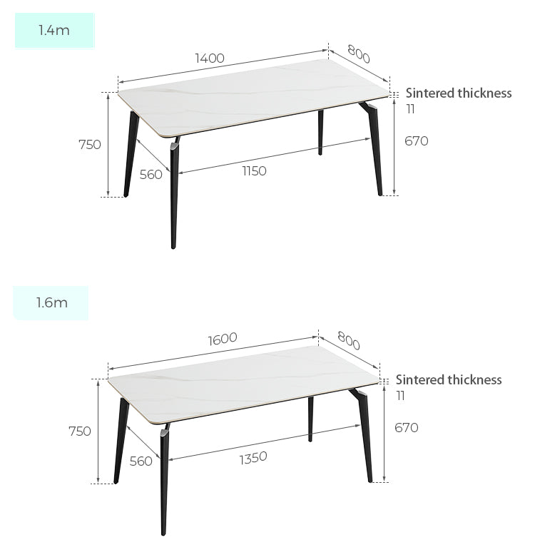 GEORGINA 140cm Black And White Slate Dining Table