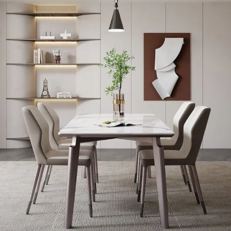White Ceramic Dining Table Black Steel Legs