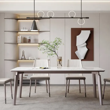 White Ceramic Dining Table Black Steel Legs