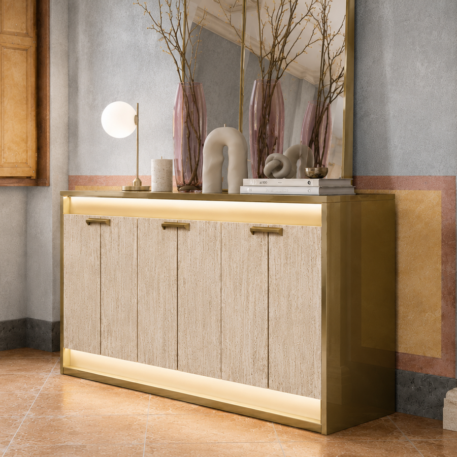 JAYLA Gold Travertine Sideboard - ALF Italia