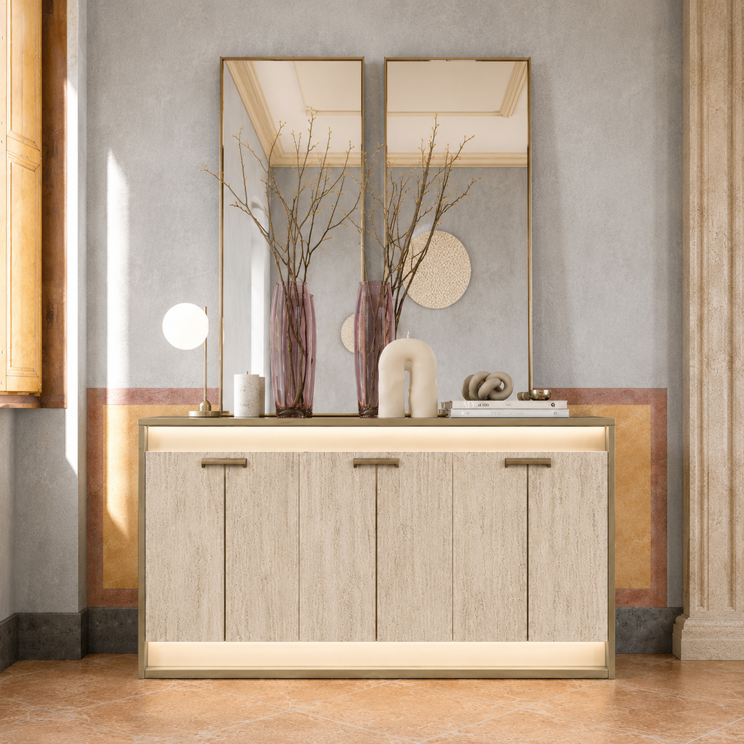 JAYLA Gold Travertine Sideboard - ALF Italia