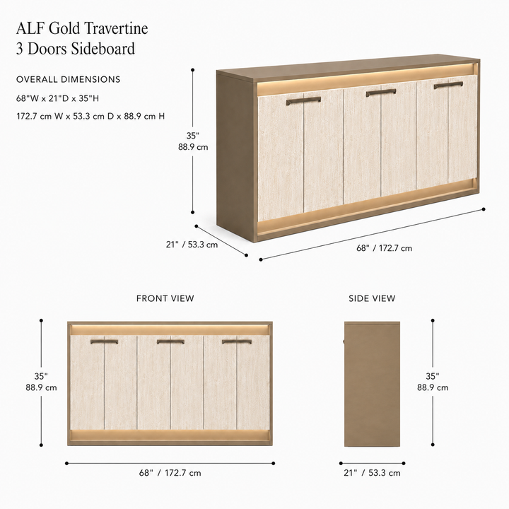 JAYLA Gold Travertine Sideboard - ALF Italia