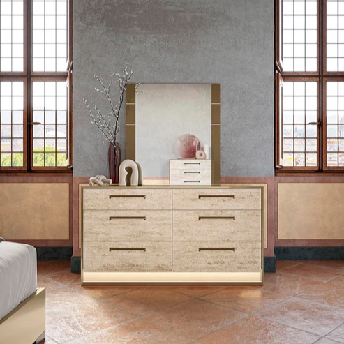 JAYLA Gold Travertine Dresser - ALF Italia