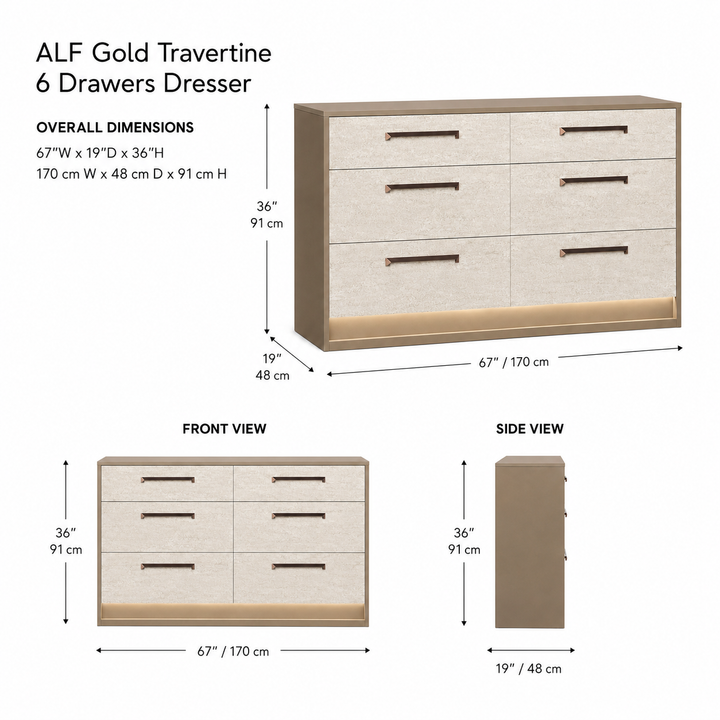 JAYLA Gold Travertine Dresser - ALF Italia