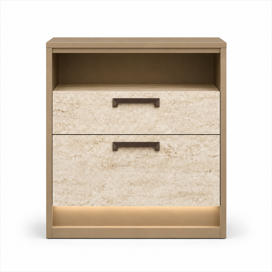JAYLA Gold Travertine Nightstand - ALF Italia