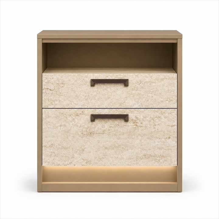 JAYLA Gold Travertine Nightstand - ALF Italia