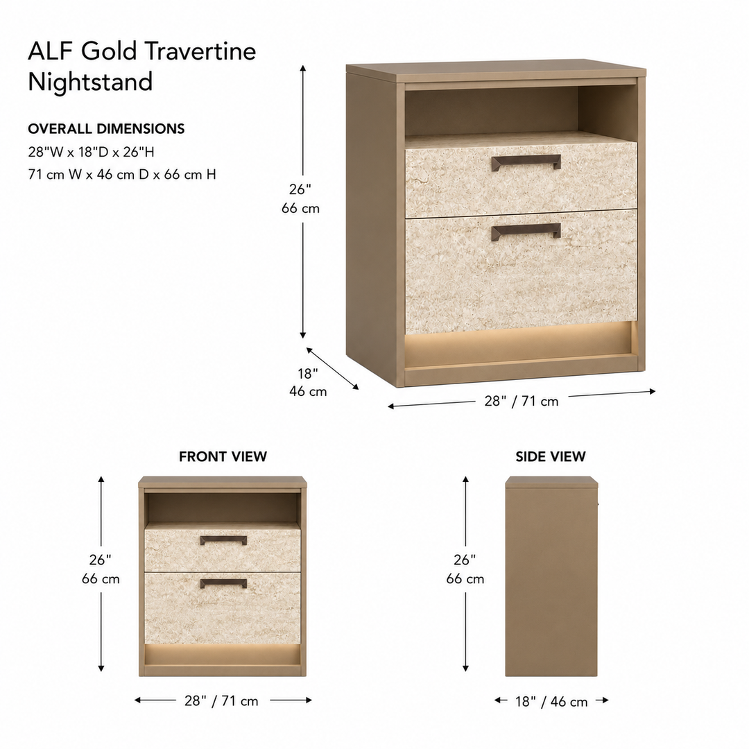 JAYLA Gold Travertine Nightstand - ALF Italia