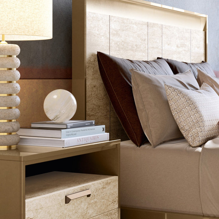 JAYLA Gold Travertine Nightstand - ALF Italia