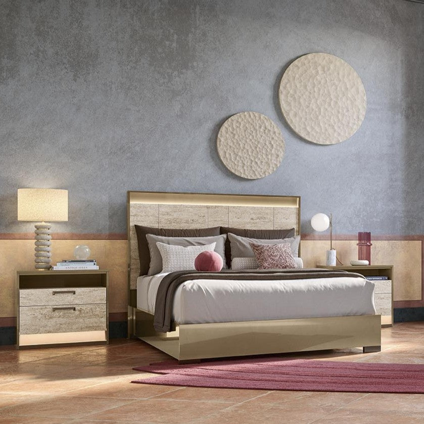 JAYLA Gold Travertine Nightstand - ALF Italia