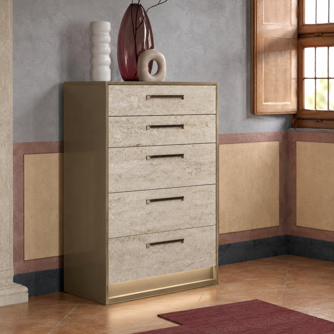 JAYLA Gold Travertine Chest - ALF Italia