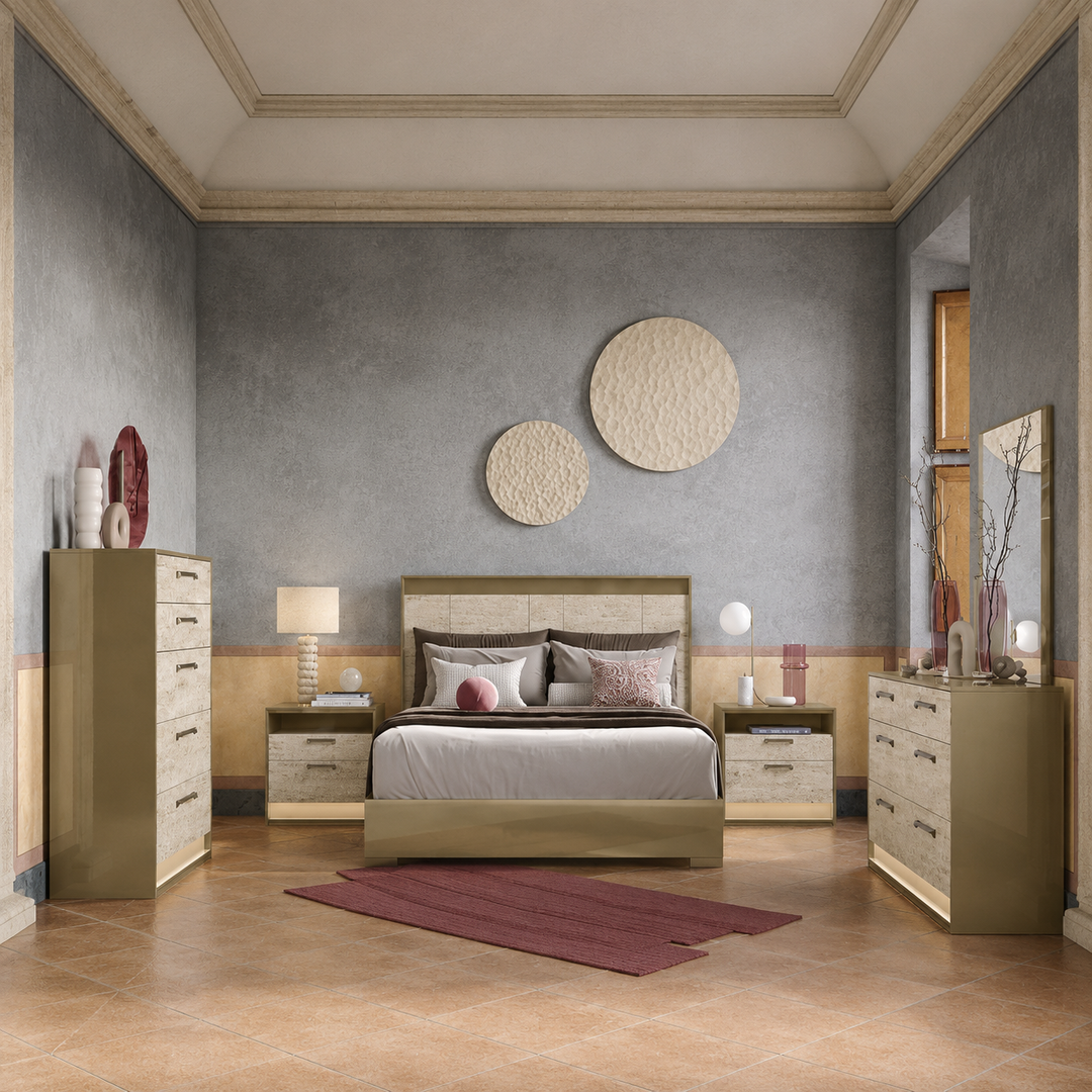 JAYLA Gold Travertine Nightstand - ALF Italia