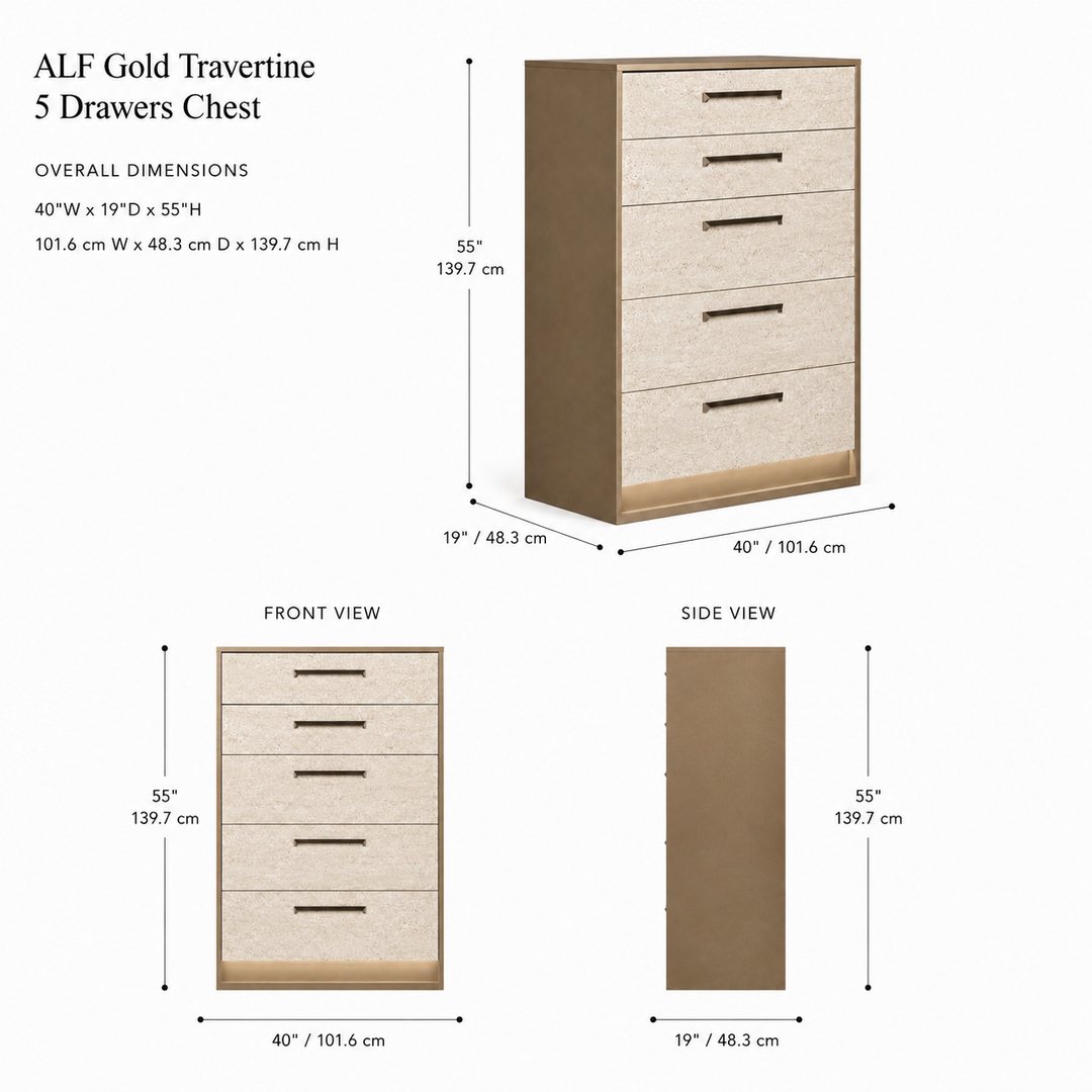 JAYLA Gold Travertine Chest - ALF Italia