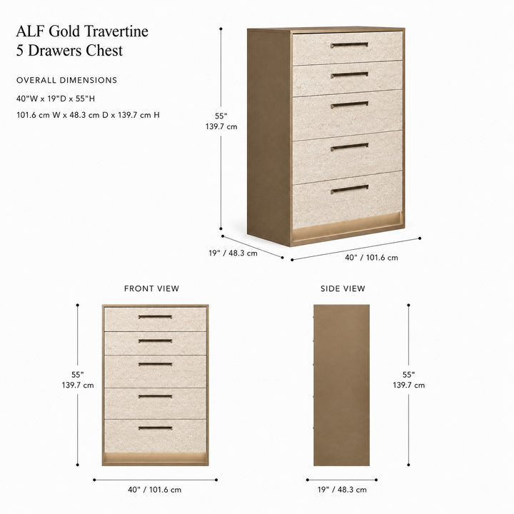 JAYLA Gold Travertine Chest - ALF Italia