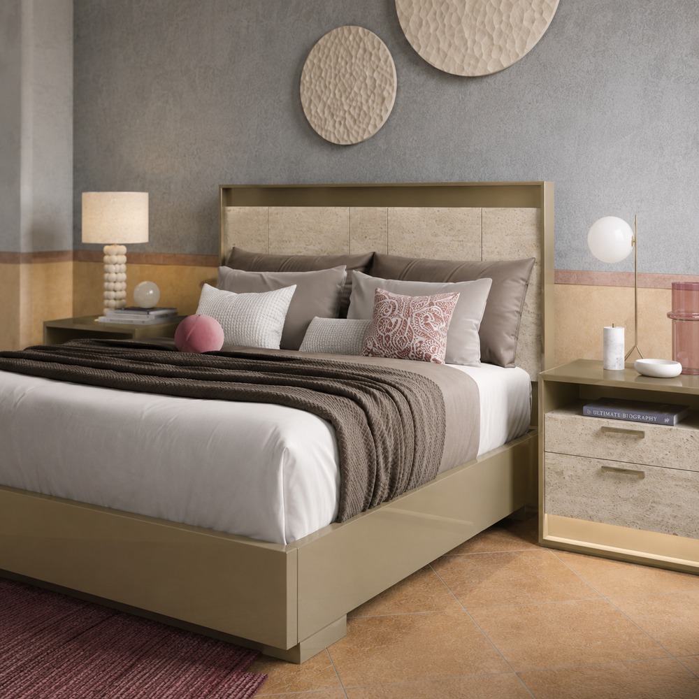 JAYLA Gold Travertine Bed - ALF Italia
