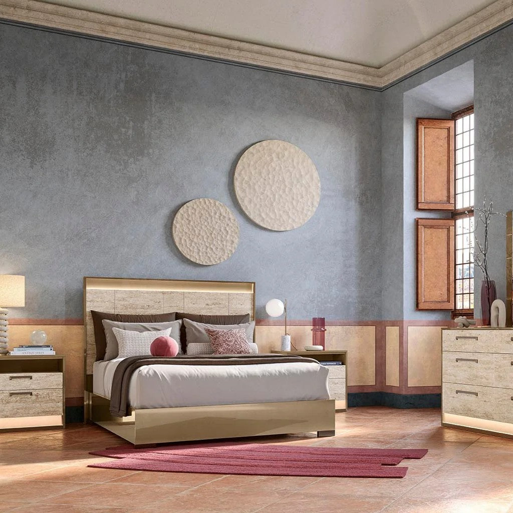 JAYLA Gold Travertine Bed - ALF Italia